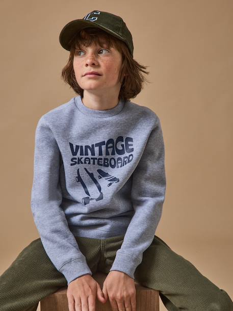 Sweat garçon imprimé en molleton Gris chine 4 - vertbaudet enfant 
