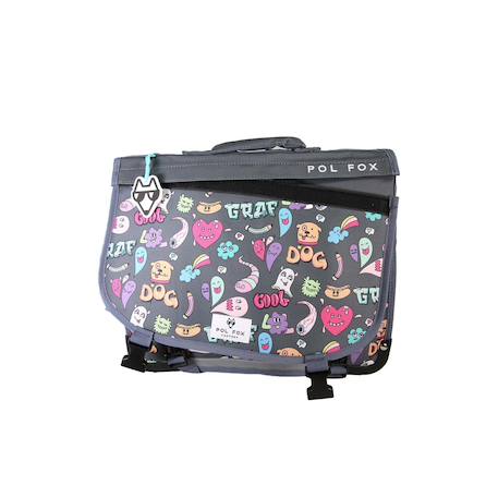 Cartable réversible 2 compartiments Street Art - 38 cm Gris 6 - vertbaudet enfant 