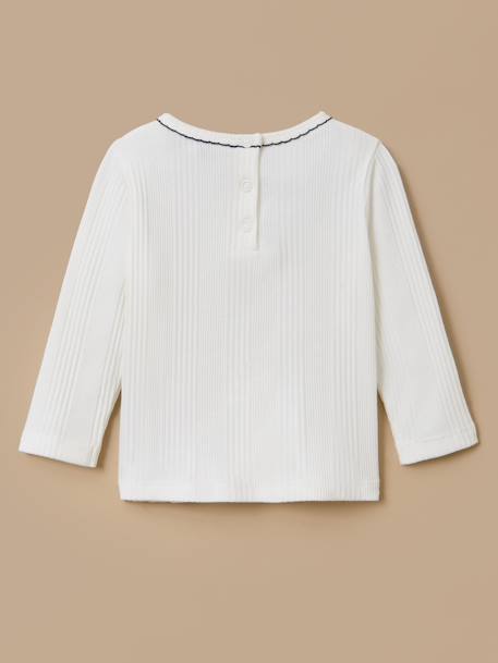 T-shirt uni fantaisie bébé Ecru 2 - vertbaudet enfant 