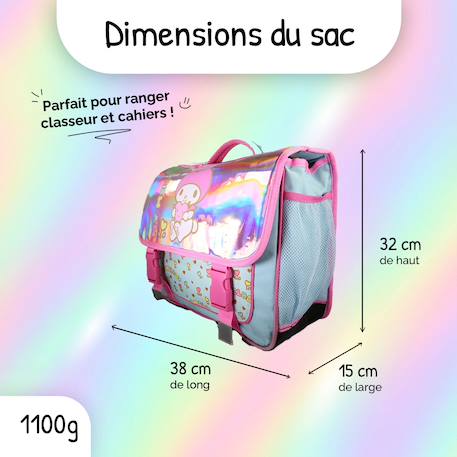 Cartable scolaire 38 cm - 2 compartiments My Melody Birdy à effet holographique Rose 3 - vertbaudet enfant 
