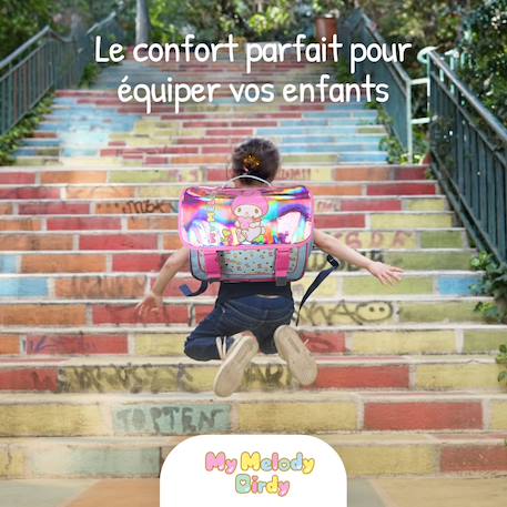 Cartable scolaire 38 cm - 2 compartiments My Melody Birdy à effet holographique Rose 5 - vertbaudet enfant 