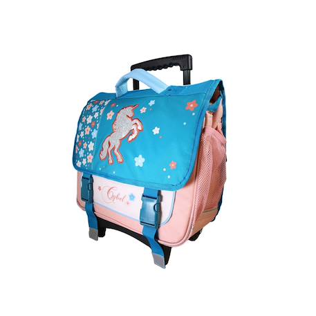Cartable à roulettes 2 compartiments Cybel Licorne - 38 cm Bleu 2 - vertbaudet enfant 