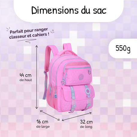 Sac à dos Scolaire - 2 compartiments - Marshmallow Rose Blush 3 - vertbaudet enfant 