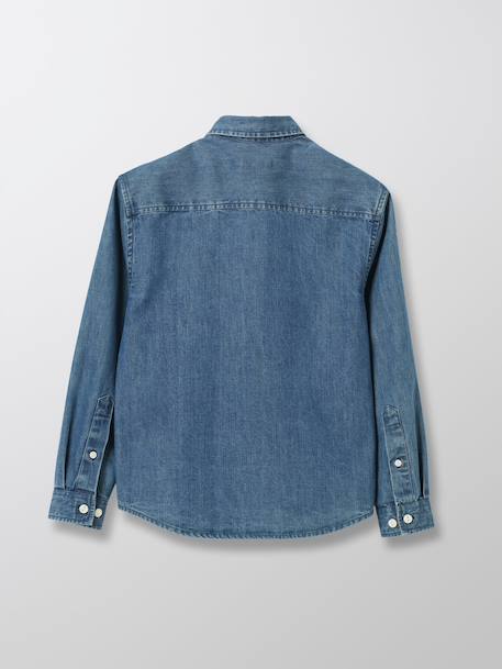 Chemise en denim garçon Bleu fonce uni 2 - vertbaudet enfant 