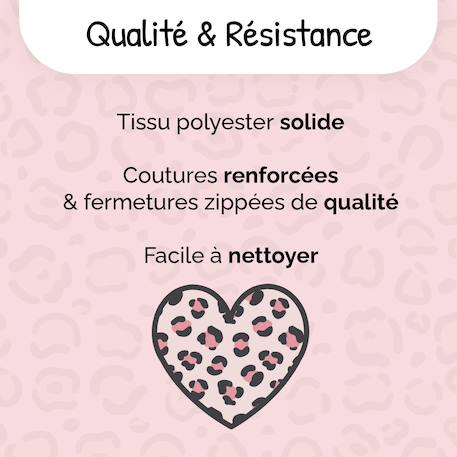 Sac à dos scolaire - 2 compartiments French Disorder - Velours côtelé Léopard Rose 6 - vertbaudet enfant 