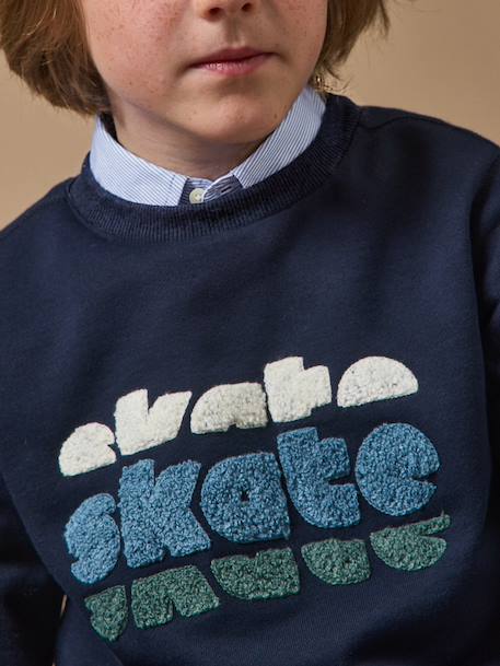 Sweat brodé garçon Marine 3 - vertbaudet enfant 