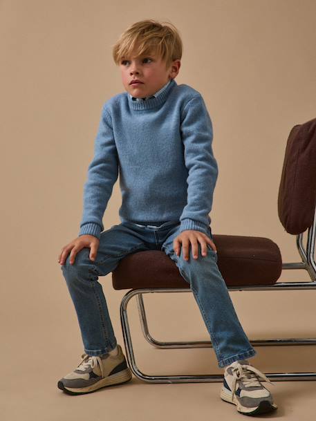 Pull garçon en laine merinos Bleu+Bleu clair+Gris chine+Vert 9 - vertbaudet enfant 