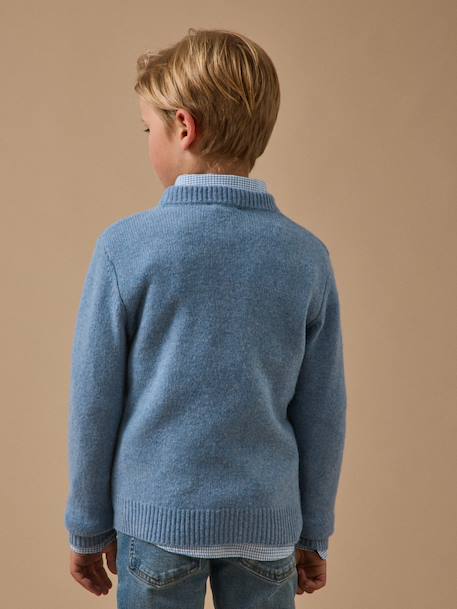 Pull garçon en laine merinos Bleu+Bleu clair+Gris chine+Vert 7 - vertbaudet enfant 