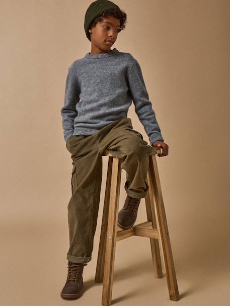 Pull garçon en laine merinos Bleu+Bleu clair+Gris chine+Vert 14 - vertbaudet enfant 
