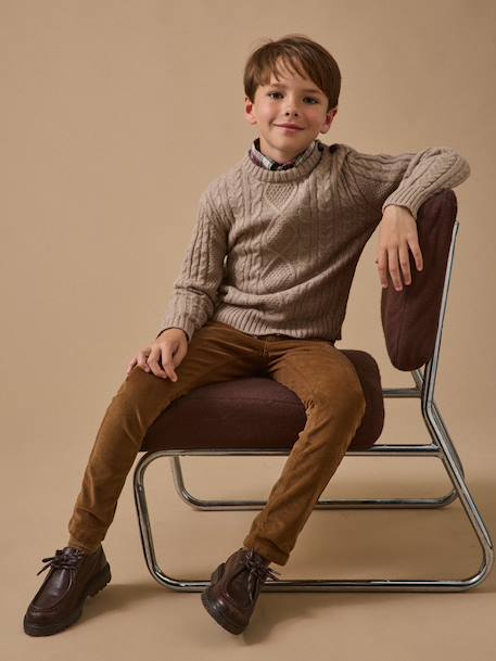 Pull torsadé garçon Beige+Marine+Vert 4 - vertbaudet enfant 