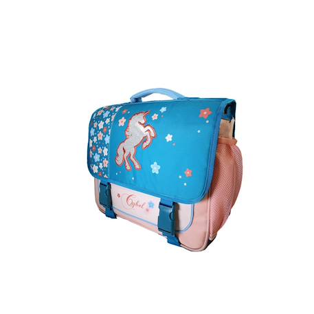 Cartable scolaire 2 compartiments Cybel Licorne Fleurie - 38 cm Bleu 2 - vertbaudet enfant 
