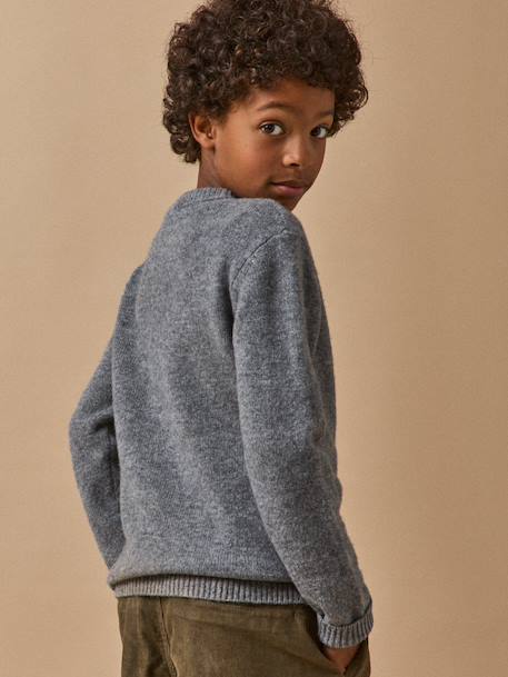 Pull garçon en laine merinos Bleu+Bleu clair+Gris chine+Vert 11 - vertbaudet enfant 