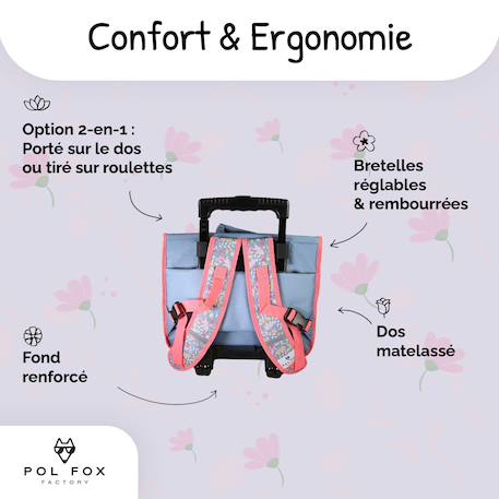 Cartable à roulettes réversible 2 compartiments Happy Jean - 38 cm Bleu 4 - vertbaudet enfant 