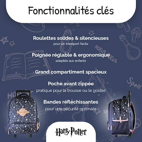 Sac à dos à roulettes - 2 compartiments Harry Potter- Hedwig Mystic Winter Bleu Nuit 2 - vertbaudet enfant 