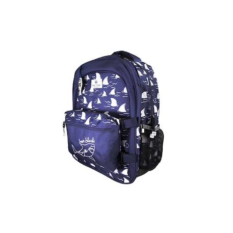 Sac à dos scolaire réversible 2 compartiments Shark Bleu 2 - vertbaudet enfant 