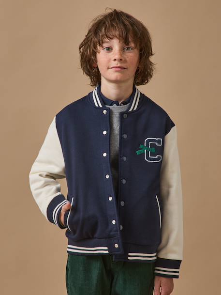 Blouson teddy brodé garçon Marine 1 - vertbaudet enfant 