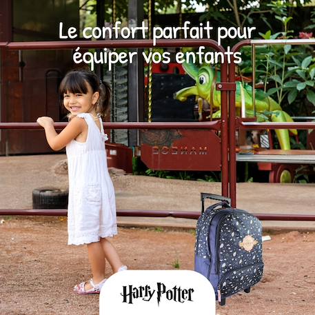 Sac à dos à roulettes - 2 compartiments Harry Potter- Hedwig Mystic Winter Bleu Nuit 5 - vertbaudet enfant 