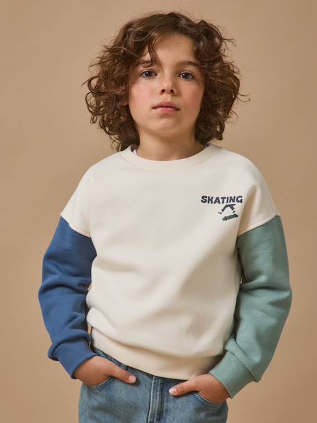 Sweat 'colorblock' garçon Ecru 1 - vertbaudet enfant 