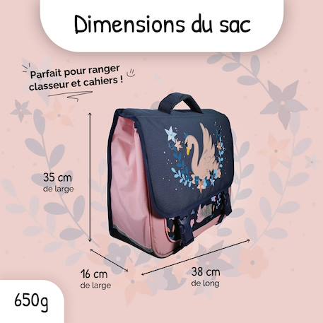 Cartable scolaire 38 CM - 2 compartiments Phileas - Cygne Bleu et Rose 3 - vertbaudet enfant 