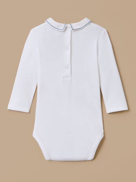 Body col droit brodé bébé Blanc casse 2 - vertbaudet enfant 