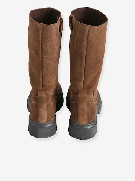 Boots fille en cuir zippées marron 6 - vertbaudet enfant 
