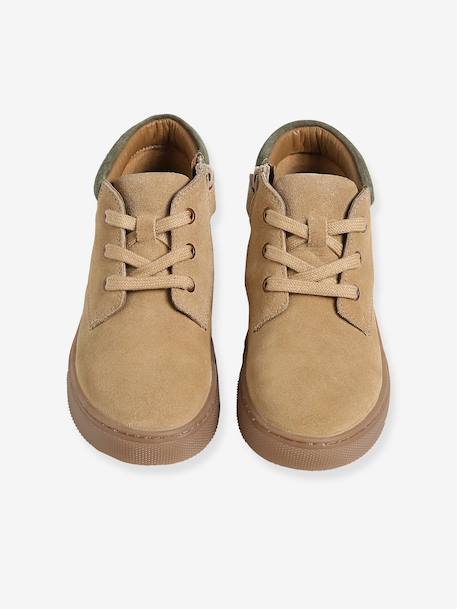 Baskets enfant garçon cuir montantes zippées et élastiquées beige+marine 4 - vertbaudet enfant 