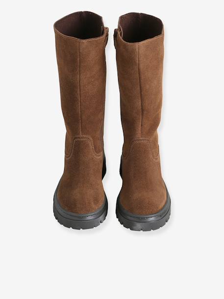 Boots fille en cuir zippées marron 4 - vertbaudet enfant 