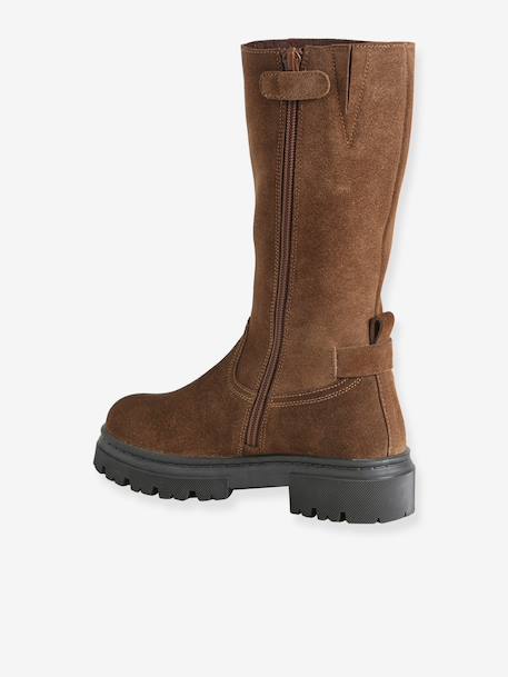 Boots fille en cuir zippées marron 3 - vertbaudet enfant 
