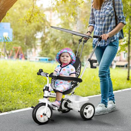 Tricycle enfant pare-soleil pliable canne amovible benne rangement acier White 2 - vertbaudet enfant 