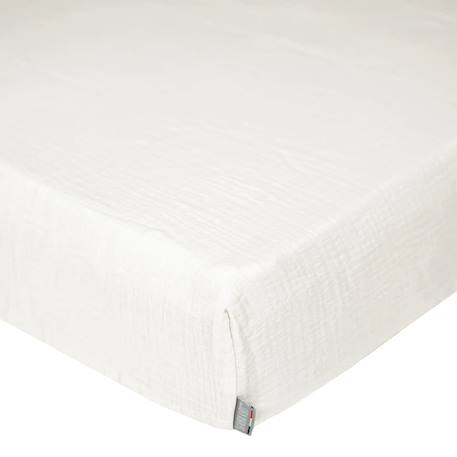 Drap housse uni en gaze de coton Beige+Blanc+Bleu+Camel+Écru+Gris+Terracotta+Vert de gris+Vert eucalyptus+Vieux rose 23 - vertbaudet enfant 