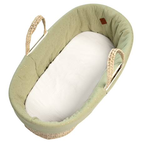 Habillage de couffin en gaze de coton pois dorés Blanc+Camel+Vert 11 - vertbaudet enfant 