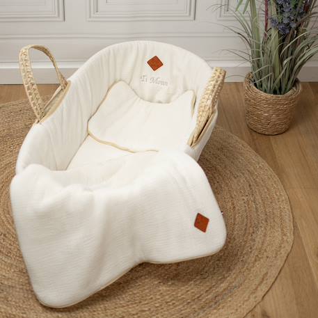 Couffin bébé avec matelas habillage et drap housse jeanne Beige+Blanc+Bleu+Camel+Écru+Gris clair+Rose+Terracotta+Vert de gris 22 - vertbaudet enfant 