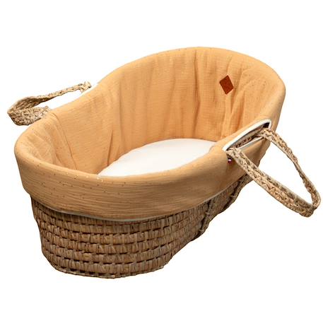 Habillage de couffin en gaze de coton pois dorés Blanc+Camel+Vert 7 - vertbaudet enfant 