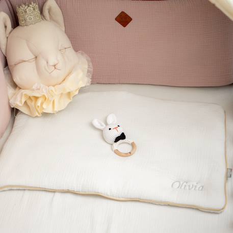 Oreiller plat en gaze de coton jeanne Beige+Blanc+Blanc à pois or+Bleu+Camel+Écru+Gris clair+Rose+Terracotta+Vert de gris 23 - vertbaudet enfant 