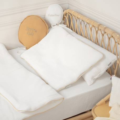 Oreiller plat en gaze de coton jeanne Beige+Blanc+Blanc à pois or+Bleu+Camel+Écru+Gris clair+Rose+Terracotta+Vert de gris 21 - vertbaudet enfant 