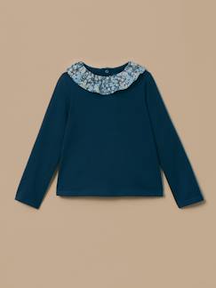 -T-shirt col tissu liberty fille