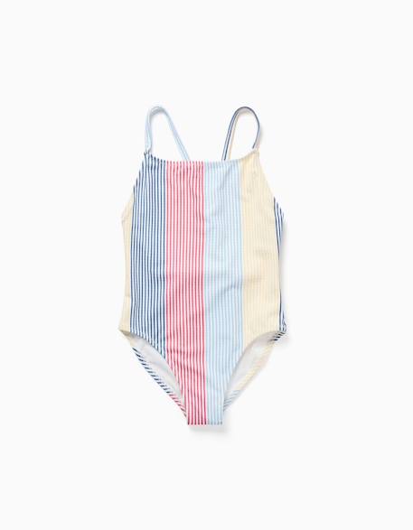 Maillot de bain à rayures avec bretelles croisées you&me Rouge 4 - vertbaudet enfant 
