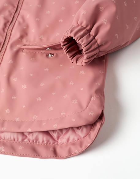 Parka en caoutchouc rembourrée avec capuche et imprimé floral Rose 4 - vertbaudet enfant 