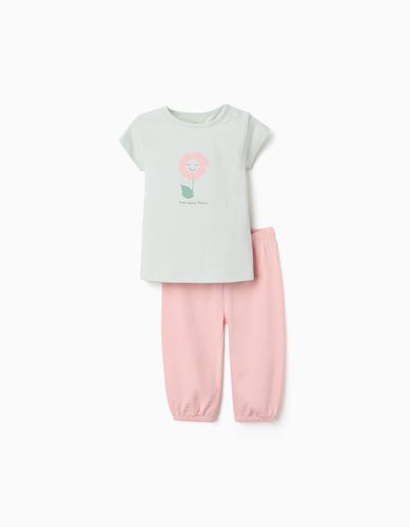 Pyjama en coton avec imprimé fleur Vert 1 - vertbaudet enfant 
