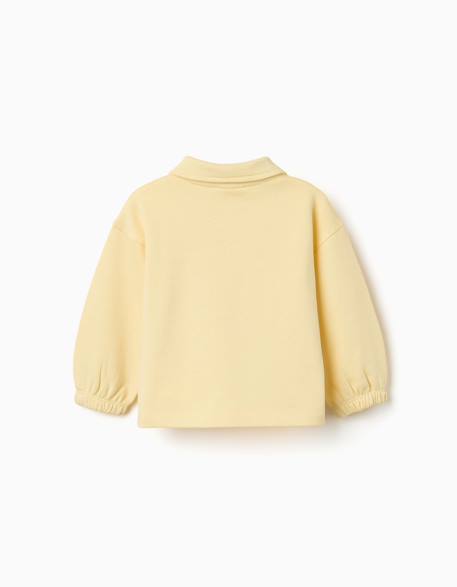 Sweat en coton avec col polo et imprimé Jaune 2 - vertbaudet enfant 