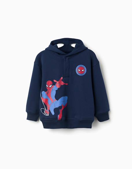 Garçon-Pull, gilet, sweat-Sweat en coton peigné à capuche et imprimés spider-man