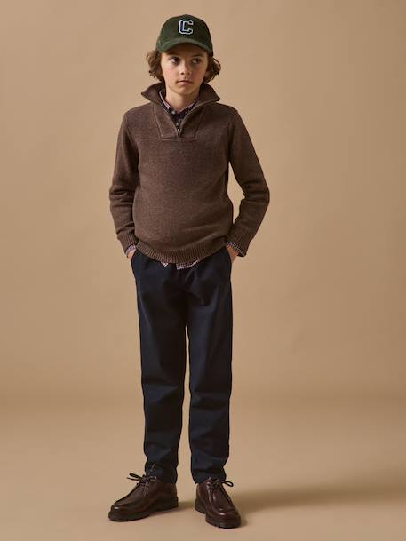 Pull col camionneur garçon Bleu chine+Marron 8 - vertbaudet enfant 