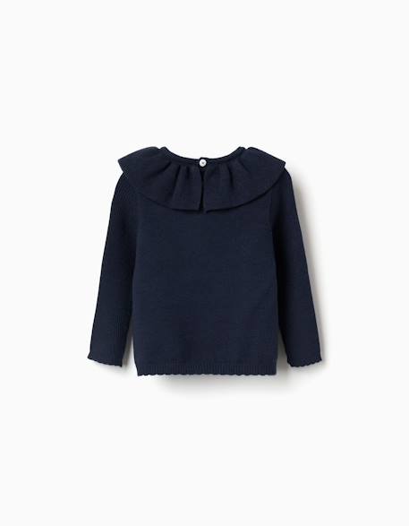 Pull en maille avec extrémités festonnées Bleu foncé 2 - vertbaudet enfant 