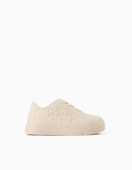 Baskets avec nœuds en relief et lacets élastiques Beige 1 - vertbaudet enfant 