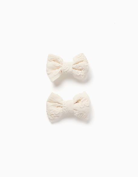 Bébé-Accessoires-Lot de 2 pinces à cheveux avec nœuds et broderie