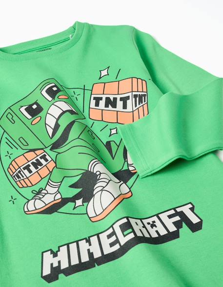 Pyjama en coton à manches longues avec imprimé minecraft Vert 3 - vertbaudet enfant 