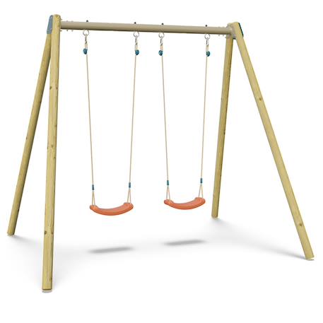 Portique balançoire double techwood harmonie doublo 2 - pour 2 enfants Bleu/corail 2 - vertbaudet enfant 