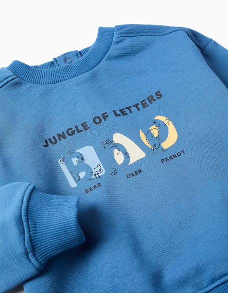 Sweat en coton avec ours et lettres imprimés Bleu+Jaune 4 - vertbaudet enfant 