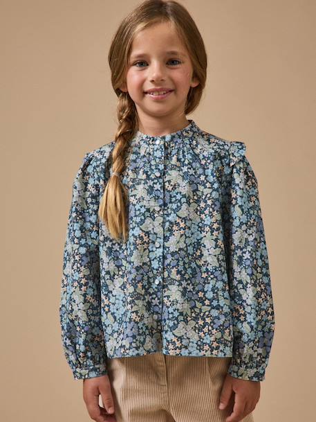 Fille-Chemise, blouse, tunique-Chemise velours tissu liberty fille