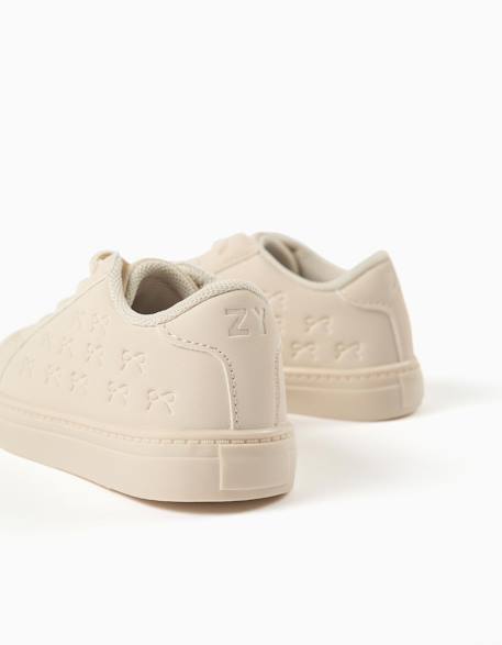 Baskets avec nœuds en relief et lacets élastiques Beige 4 - vertbaudet enfant 